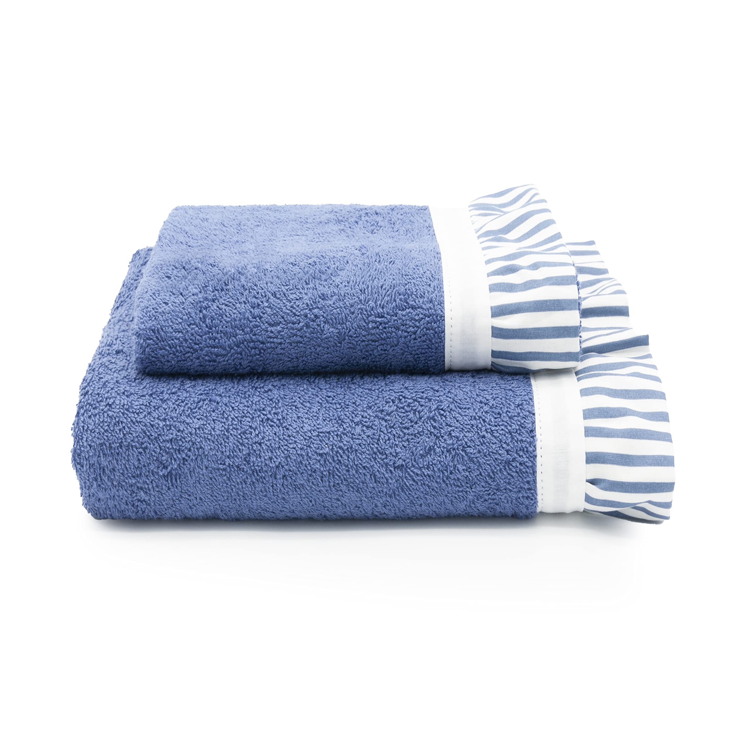 Guinea Blue Cotton Bath Towel Set – 2 Piece Geometric Print