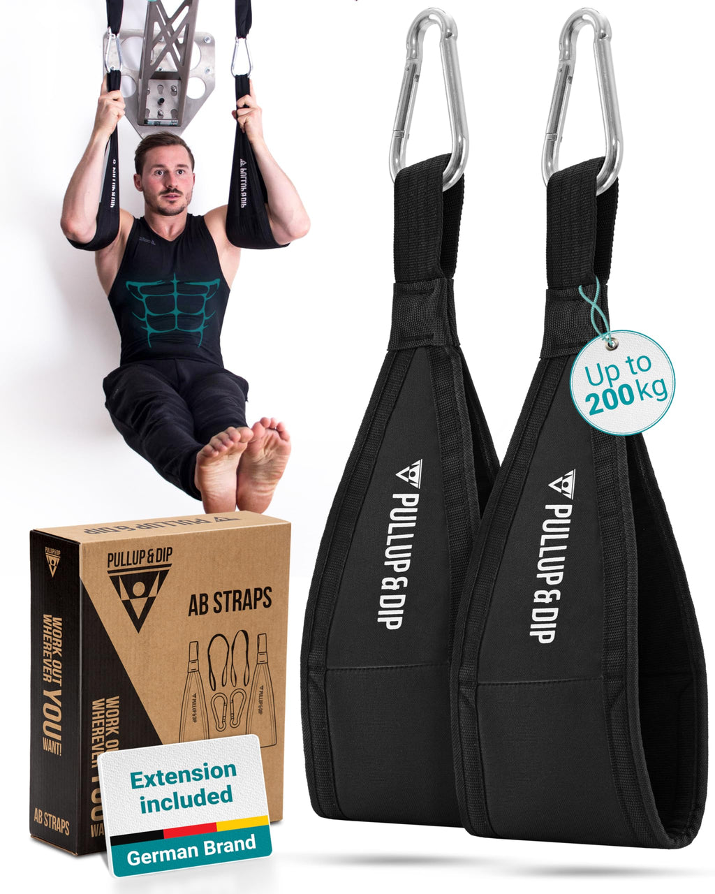 PULLUP & DIP Ab Straps | Padded Abdominal Slings for Leg Raises | Set of 2