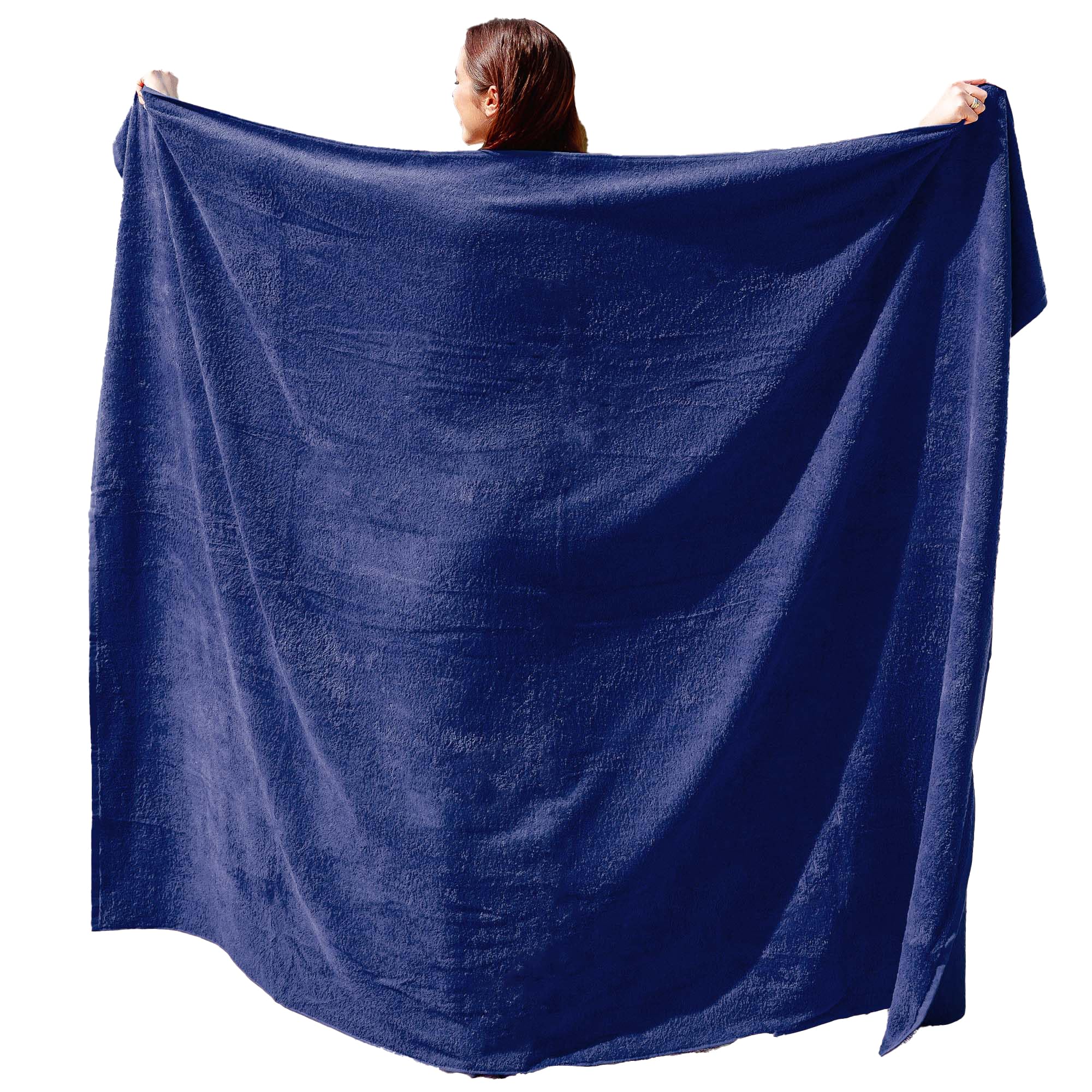 ADAMO XXL Beach Towel – 155x220 cm Blue 100% Cotton Terry Cloth