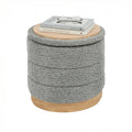 PINPLUS Round Chenille Storage Ottoman, Tray Top, 39x39x37 cm, Grey