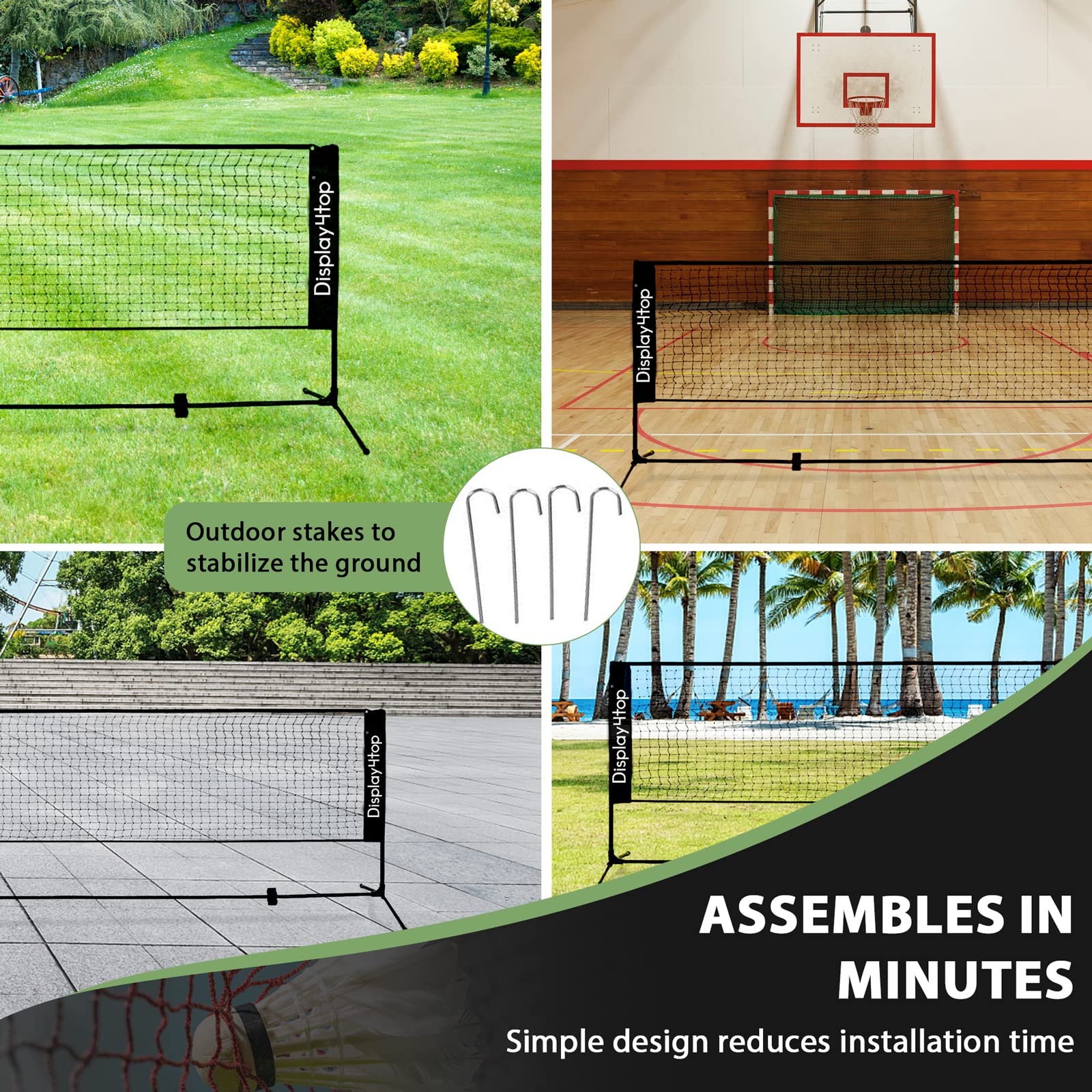 Jolof Store Portable Badminton Net - Adjustable Height Sports Net (3m)