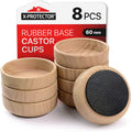 X-Protector Rubber Castor Cups 60mm - Non-Slip Floor Protectors 8 PK