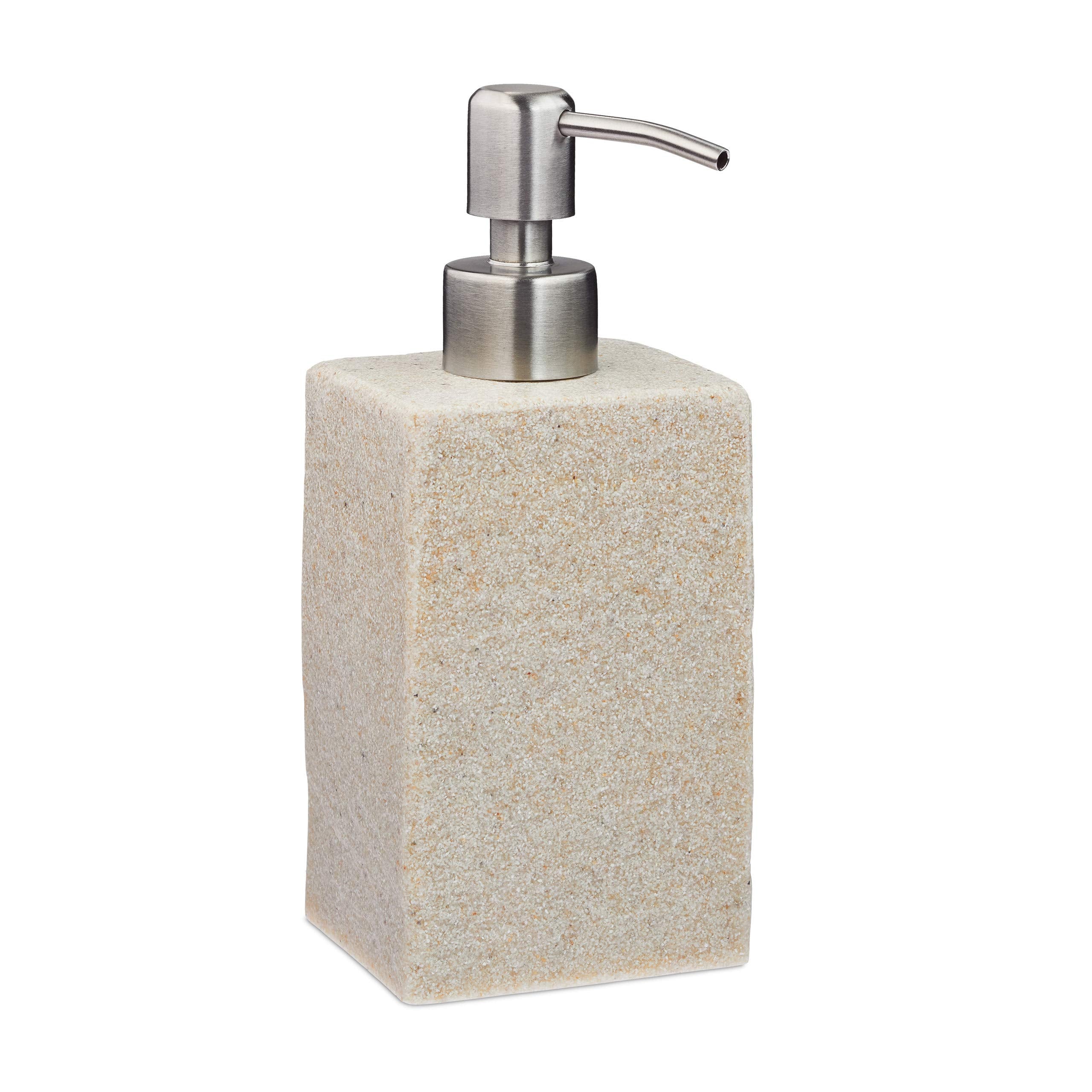Relaxdays 200ml Soap Dispenser – Stone Effect Polyresin with Steel Pump
