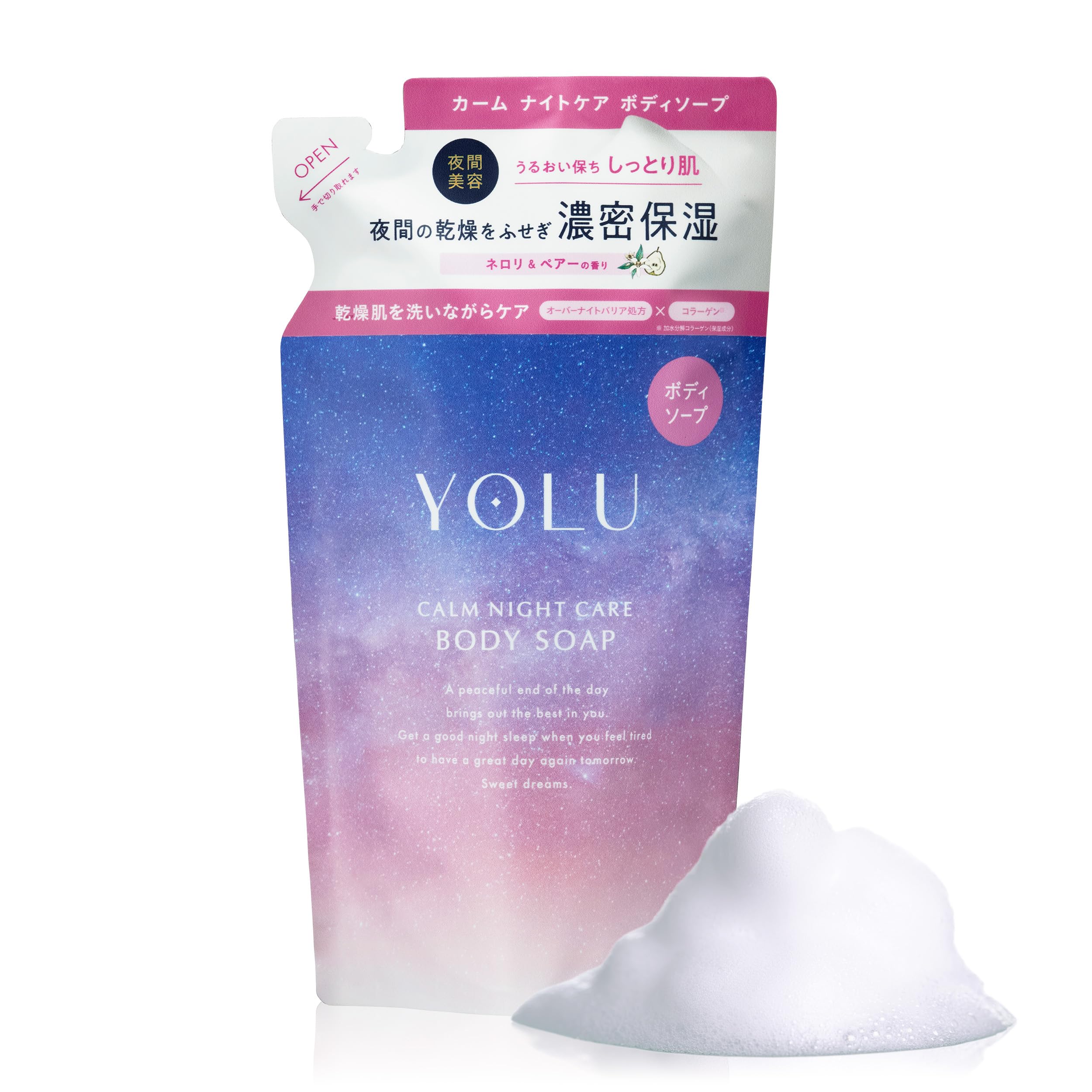 YOLU Calm Night Care Body Soap Refill – Moisturizing Wash 400ml
