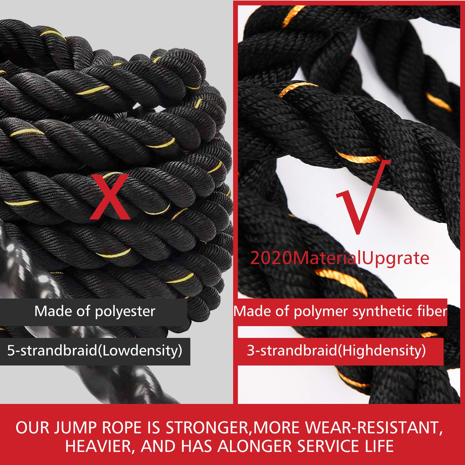 Weighted Jump Rope – 5LB Heavy Battle Rope for Power Training