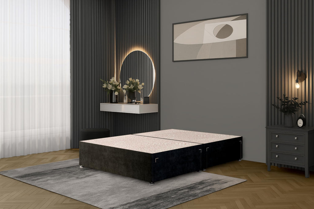 Bed Centre Flexby Divan Bed Base Only with 2 Drawers Same Side, No Headboard - Available in 3FT, 4FT, 5FT & 6FT 3FT Single, Plush Black Fabric - image 4