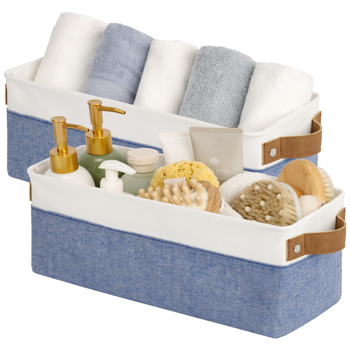 StorageWorks Narrow Storage Basket, Small Fabric Storage for Shelves, Deco Slim Storage Boxes for Clothes, Collapsible Baskets with Handles - image 1