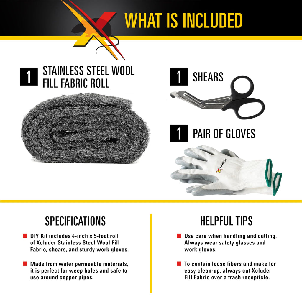 Xcluder Rodent Control Fill Fabric – Stainless Steel Wool DIY Kit