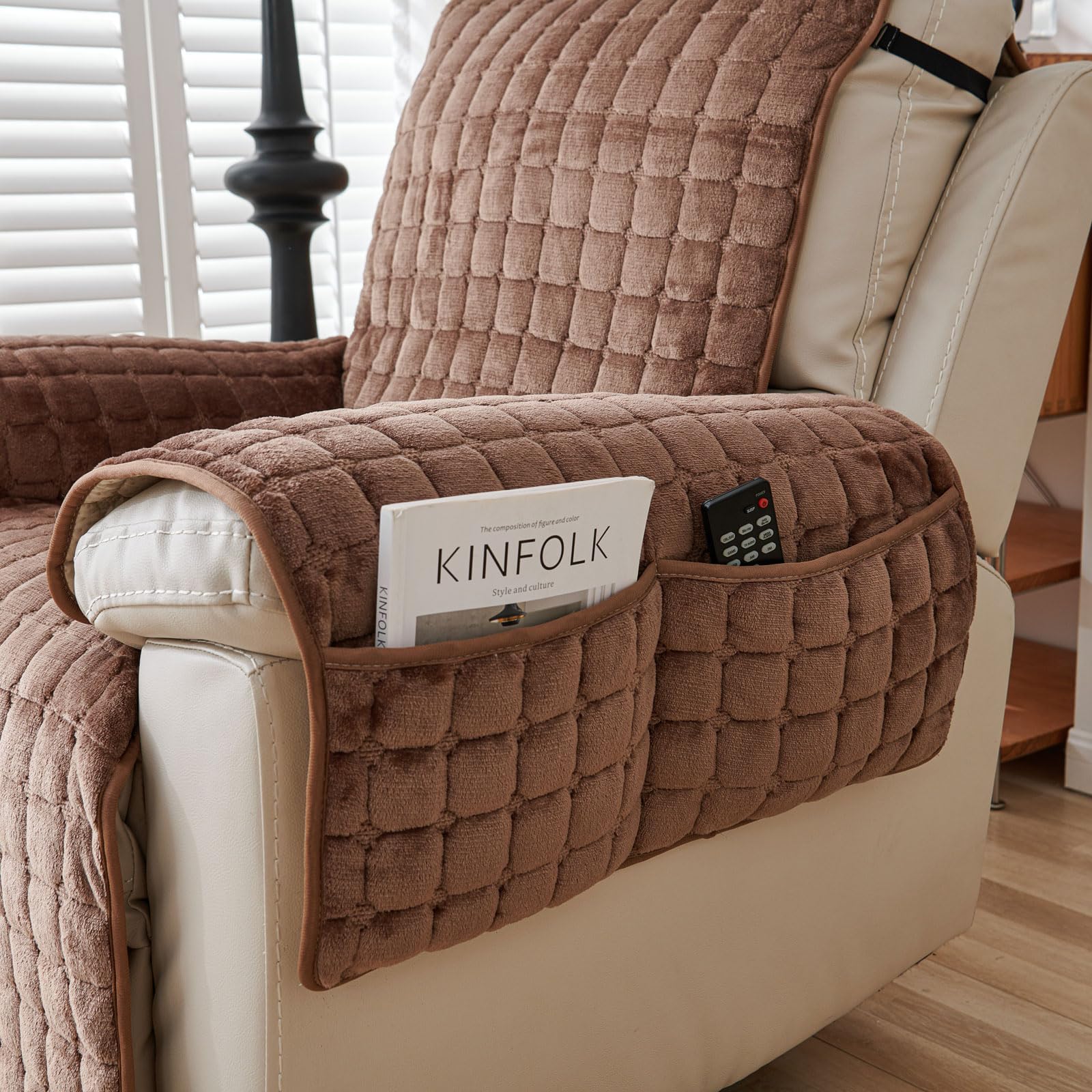 NUODWELL Non-Slip Recliner Chair Cover | Plush Washable Sofa Protector