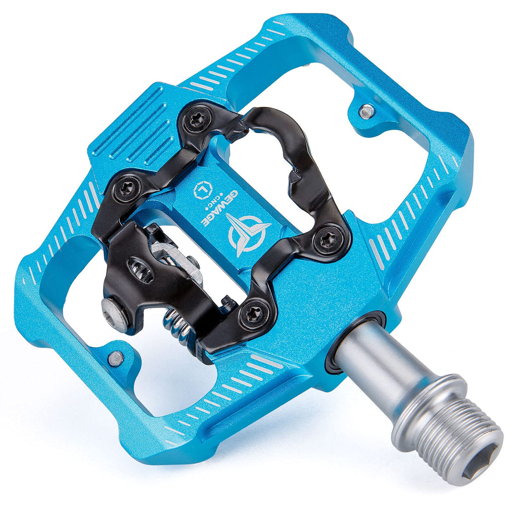 GEWAGE Dual Function MTB Pedals – SPD Compatible 3-Bearing Flat Pedals