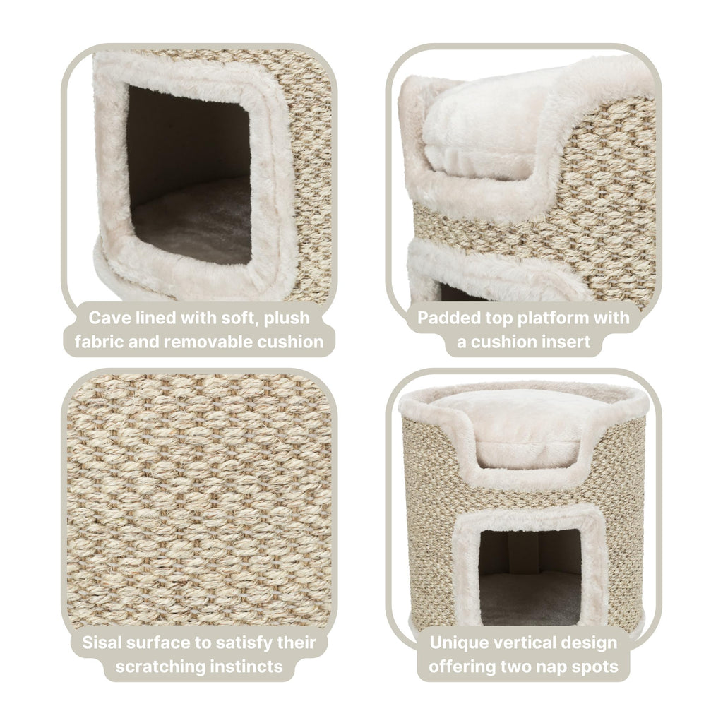 Trixie Ria Cat Tower - Sisal Scratching Condo with Padded Platform