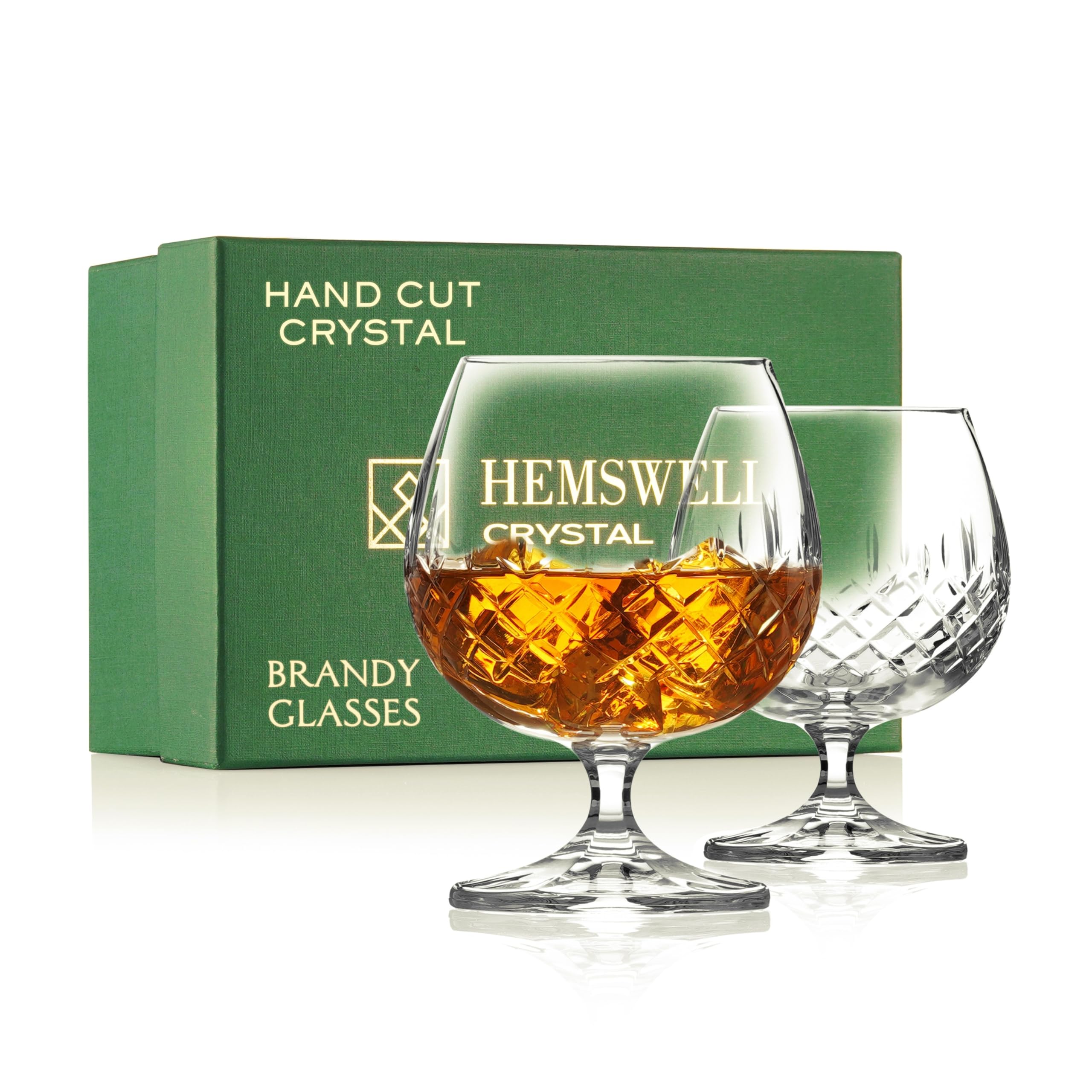 Hemswell Crystal Brandy Glasses Set of 2 | 250ml Hand-Cut Snifters