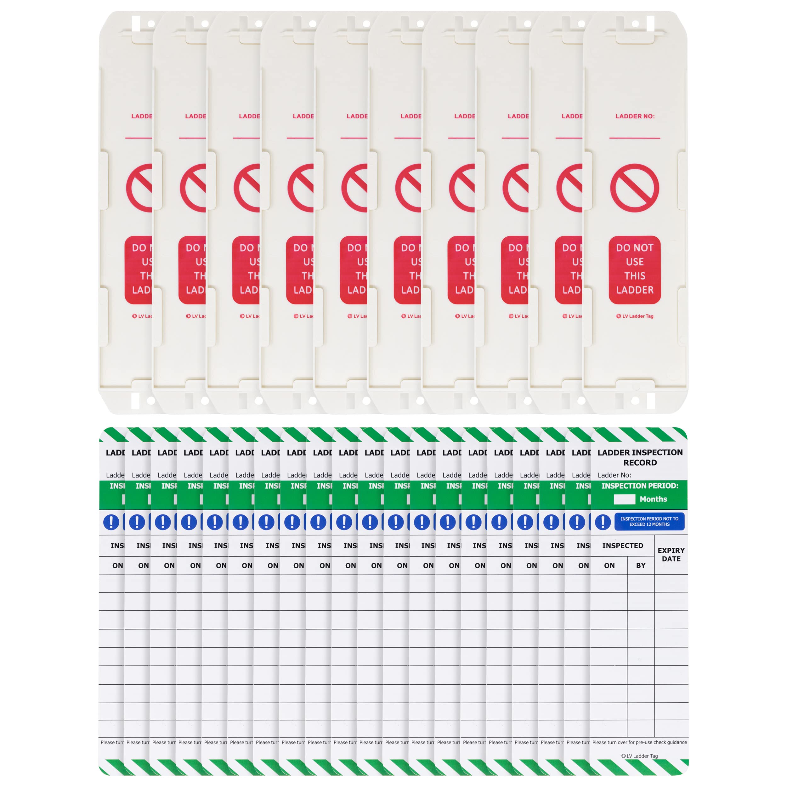 Ladder Inspection Tags - 10 Holders & 20 PVC Inserts
