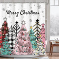 AIBIIN Christmas Shower Curtain | Buffalo Plaid Waterproof Fabric – 7x5ft