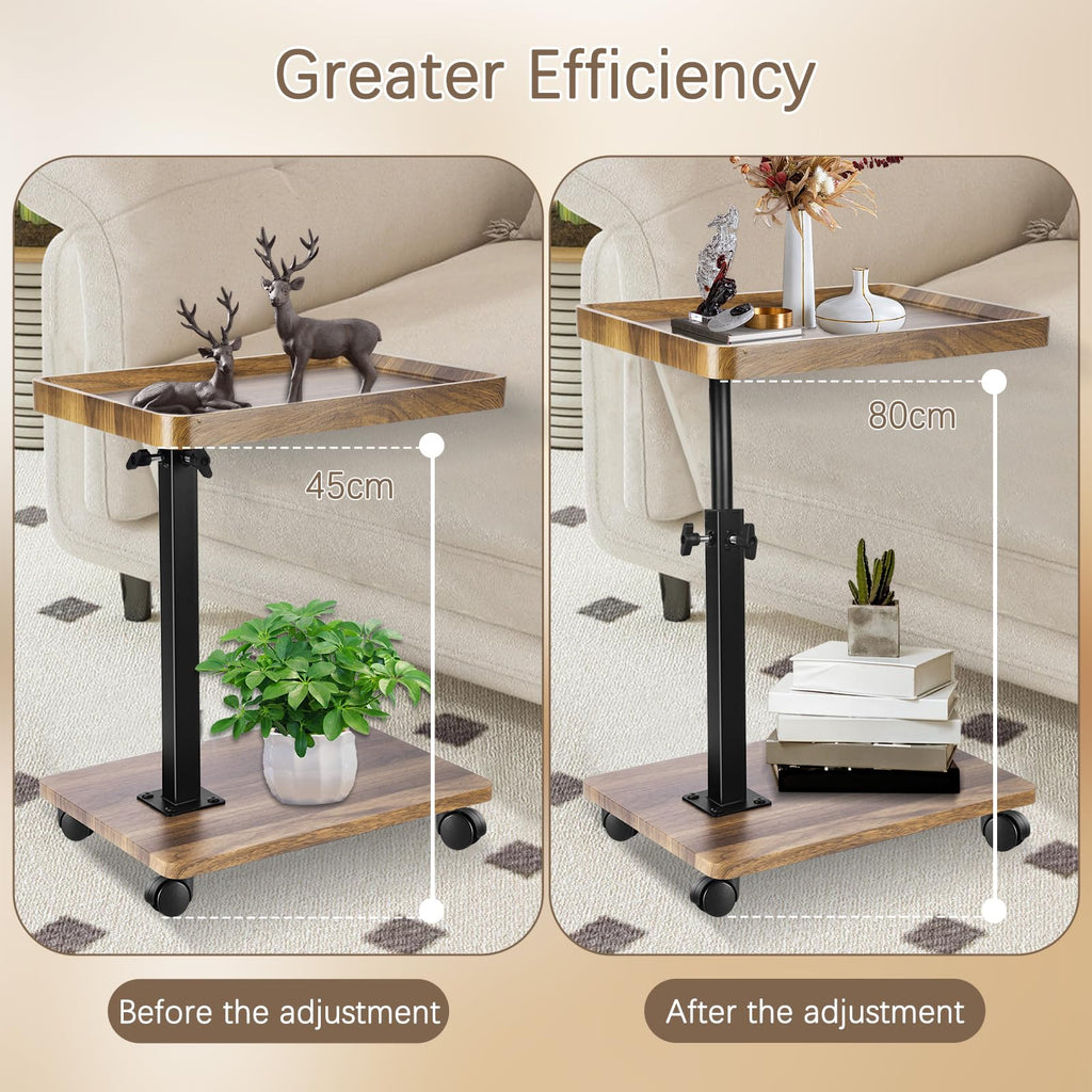Turmegtt Adjustable Side Table C Shaped Side Table with Wheels - image 5