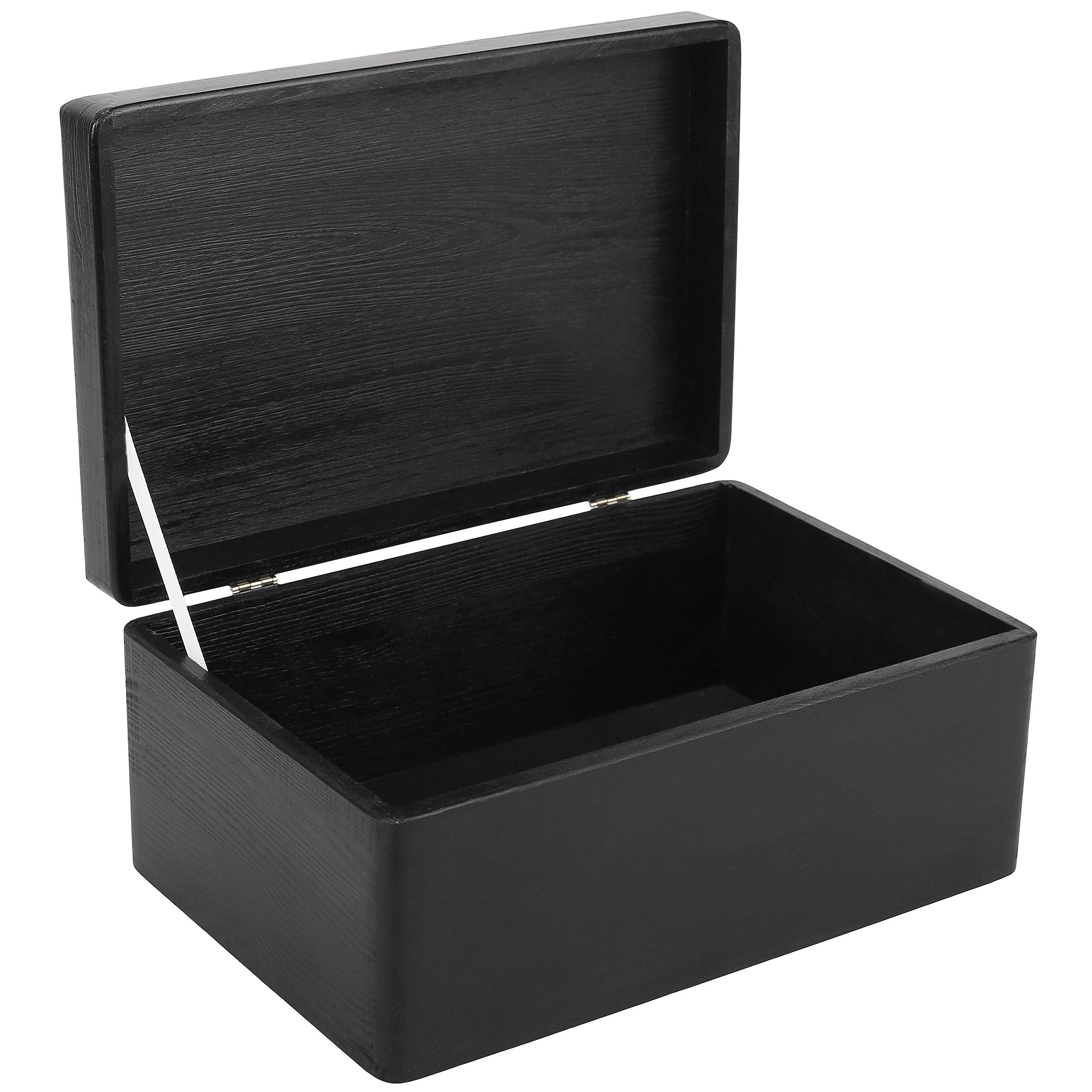 Creative Deco Large Black Wooden Storage Box with Lid – 30x20x14cm