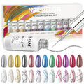 RARJSM 12 Color Platinum Liner Gel Nail Polish Set – Glitter Art Paint
