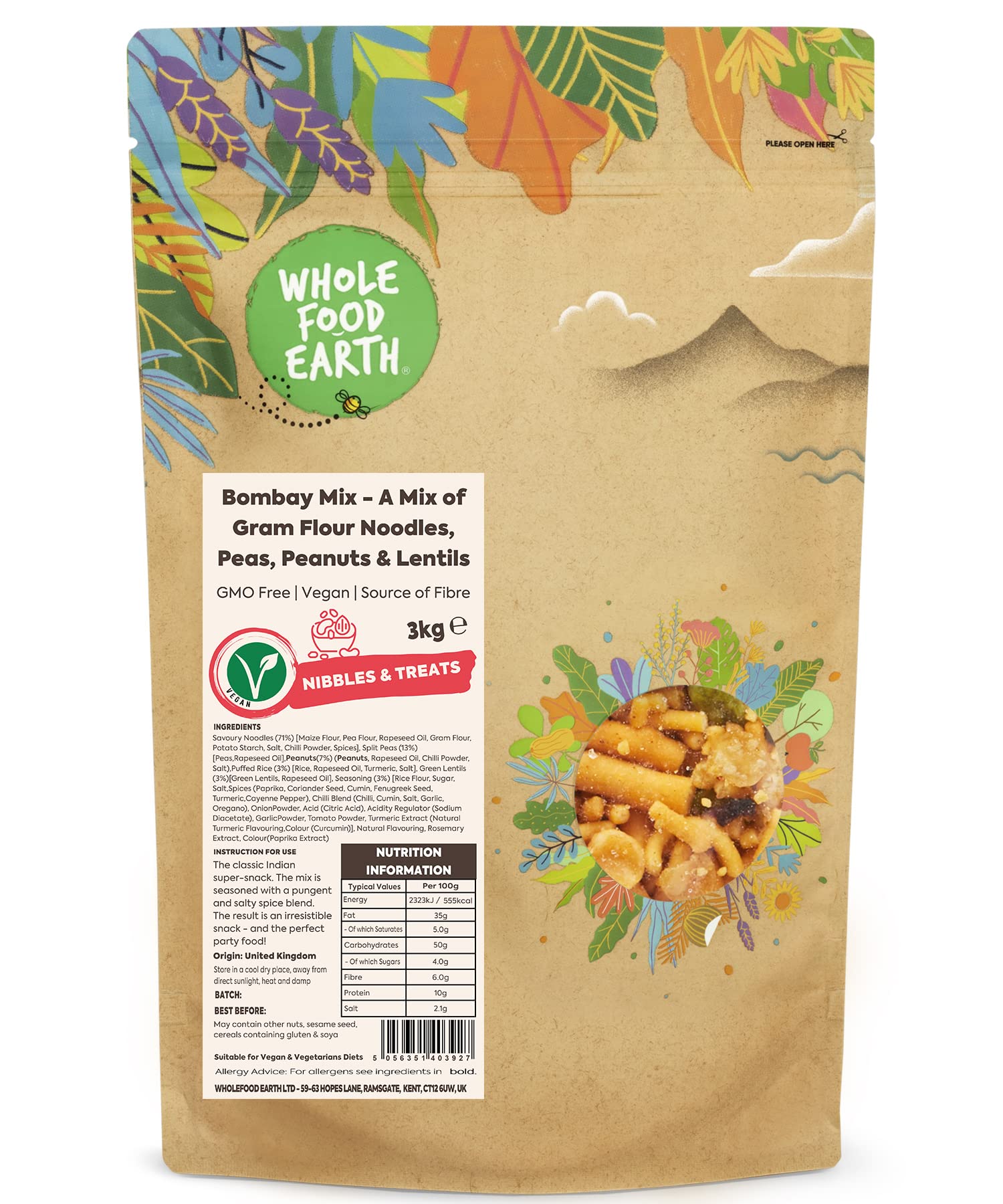 Wholefood Earth Bombay Mix – Spicy Vegan Snack with Peanuts & Lentils 3kg