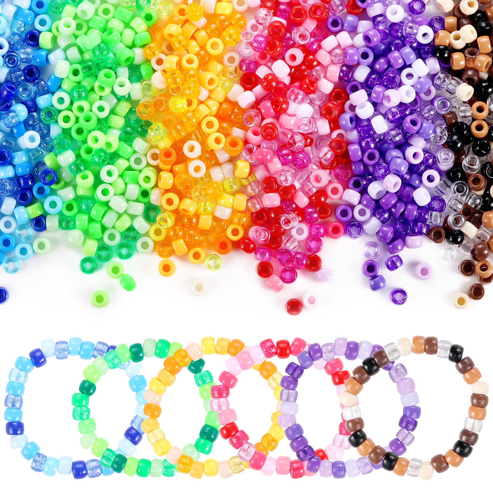 Funtopia 3400pcs Pony Beads – 36 Colors Plastic Kandi Beads for Jewelry