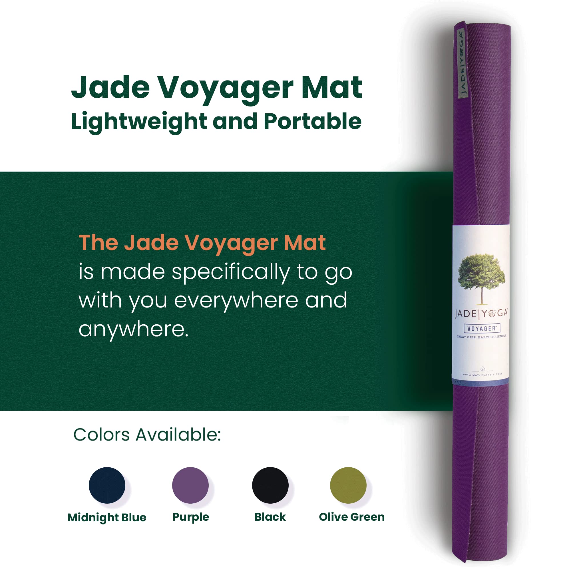 Jade Voyager Travel Yoga Mat | Natural Rubber Foldable Mat - Purple