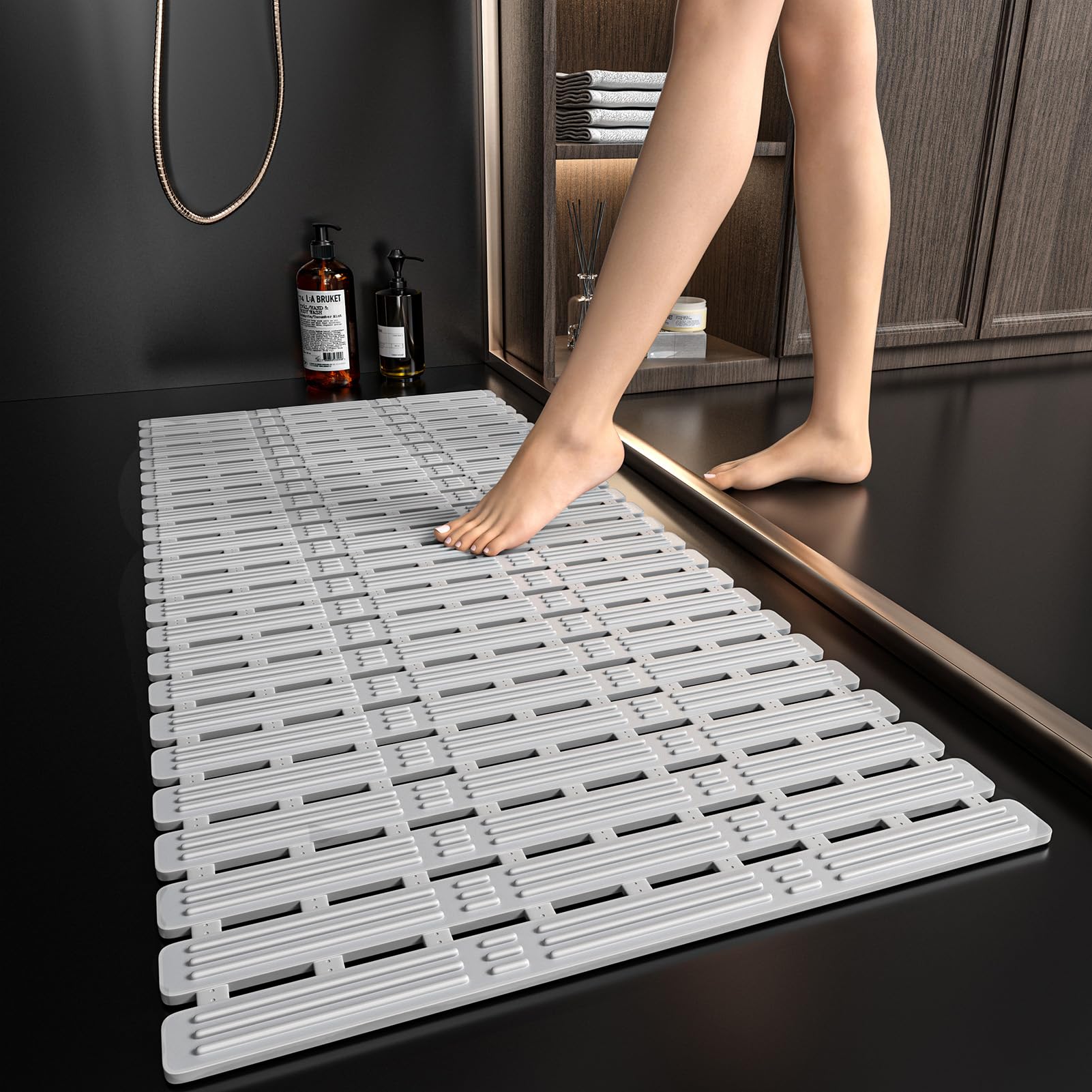 XIYUNTE Large Non Slip Shower Mat – 90x40cm Anti Mould TPE Bath Mat