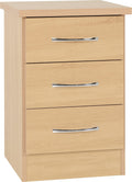 Seconique Nevada 3 Drawer Bedside Table - Sonoma Oak Effect Nightstand