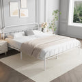 King Metal Bed Frame – White Steel with Under-Bed Storage