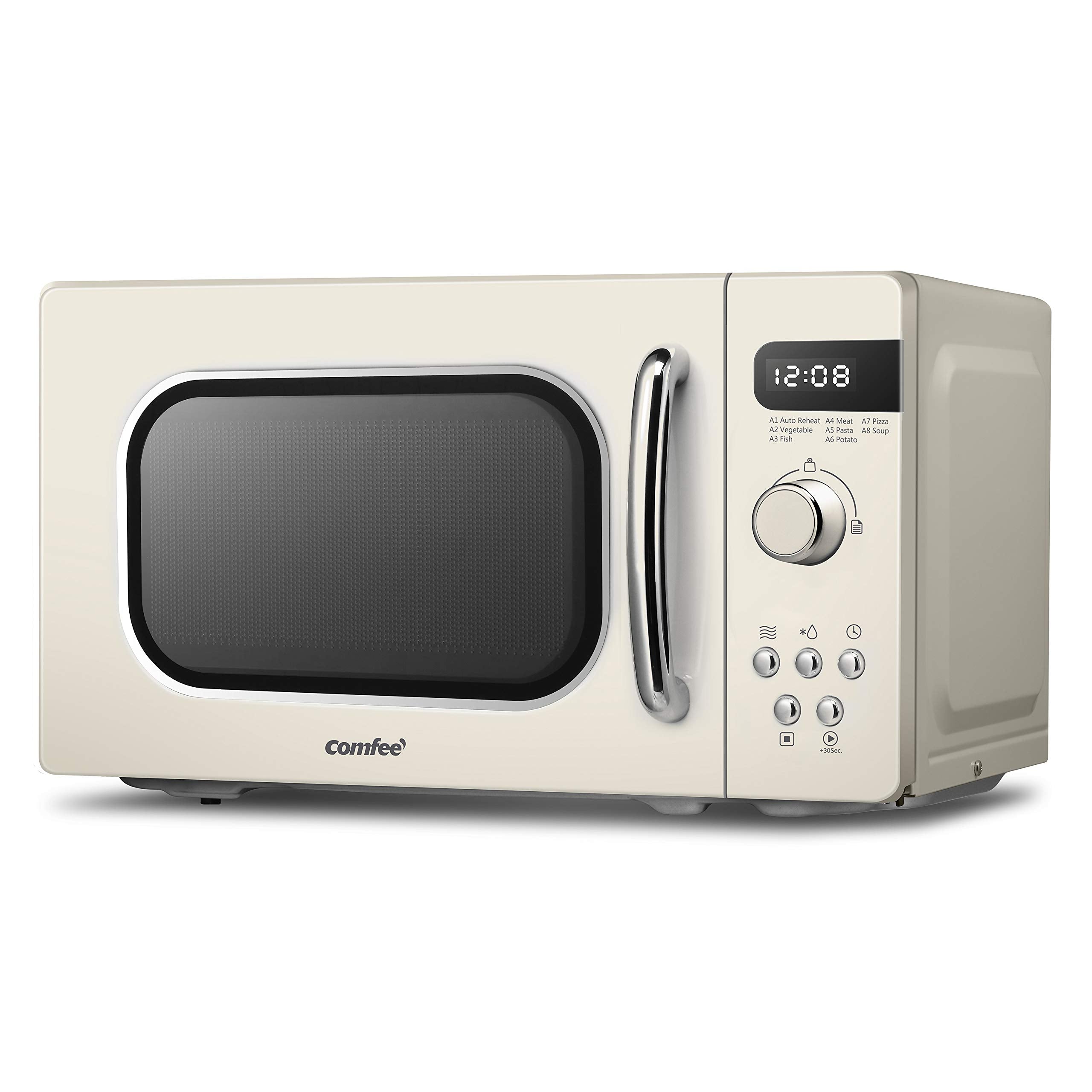 COMFEE' Retro Microwave Oven | 800W 20L with 8 Auto Menus – Apricot Cream