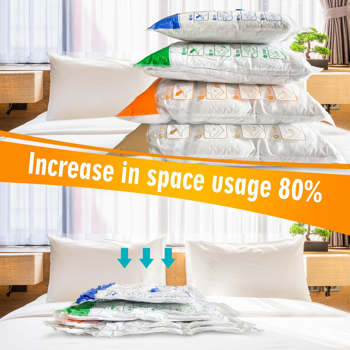 STORAGE MASTER Space Saver Bags for Travel and Home Reusable Vacuum Storage Bags Save 80% More Storage Space Work with Vacuum Cleaner - image 4