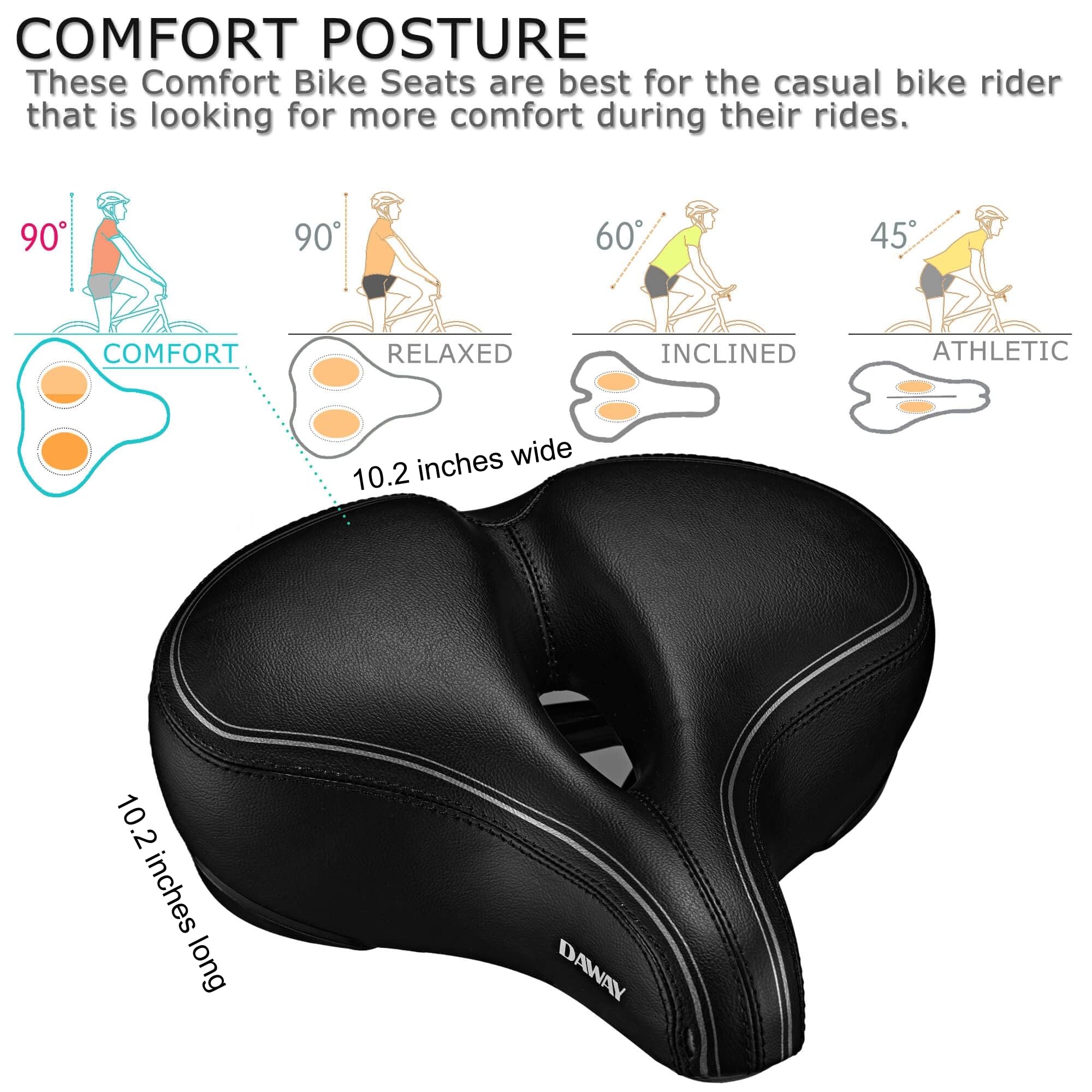 DAWAY C30i Oversized Bike Seat - Memory Foam Padded Bicycle Saddle