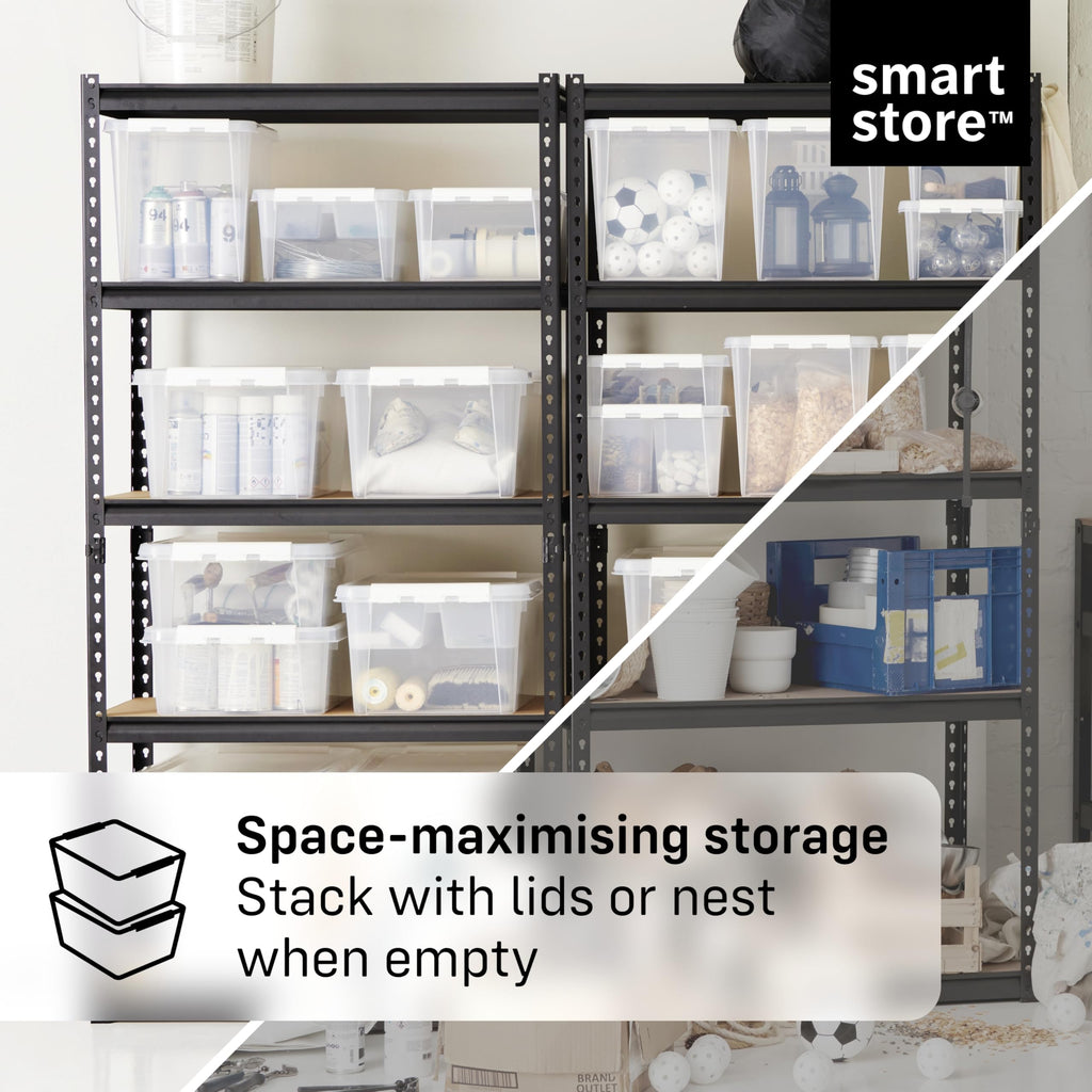 SmartStore - 10x Plastic Storage Box with Lid 3L 21x17x15cm |Plastic Storage Drawers with Lid|Food-Safe Material|Kitchen &