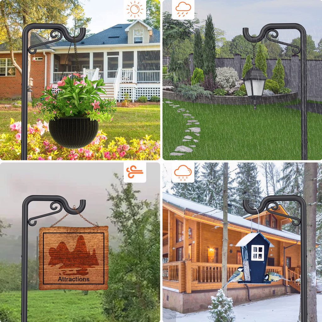 Mutool 90in Adjustable Shepherd Hooks - 2 Pack Heavy Duty Bird Feeder Pole