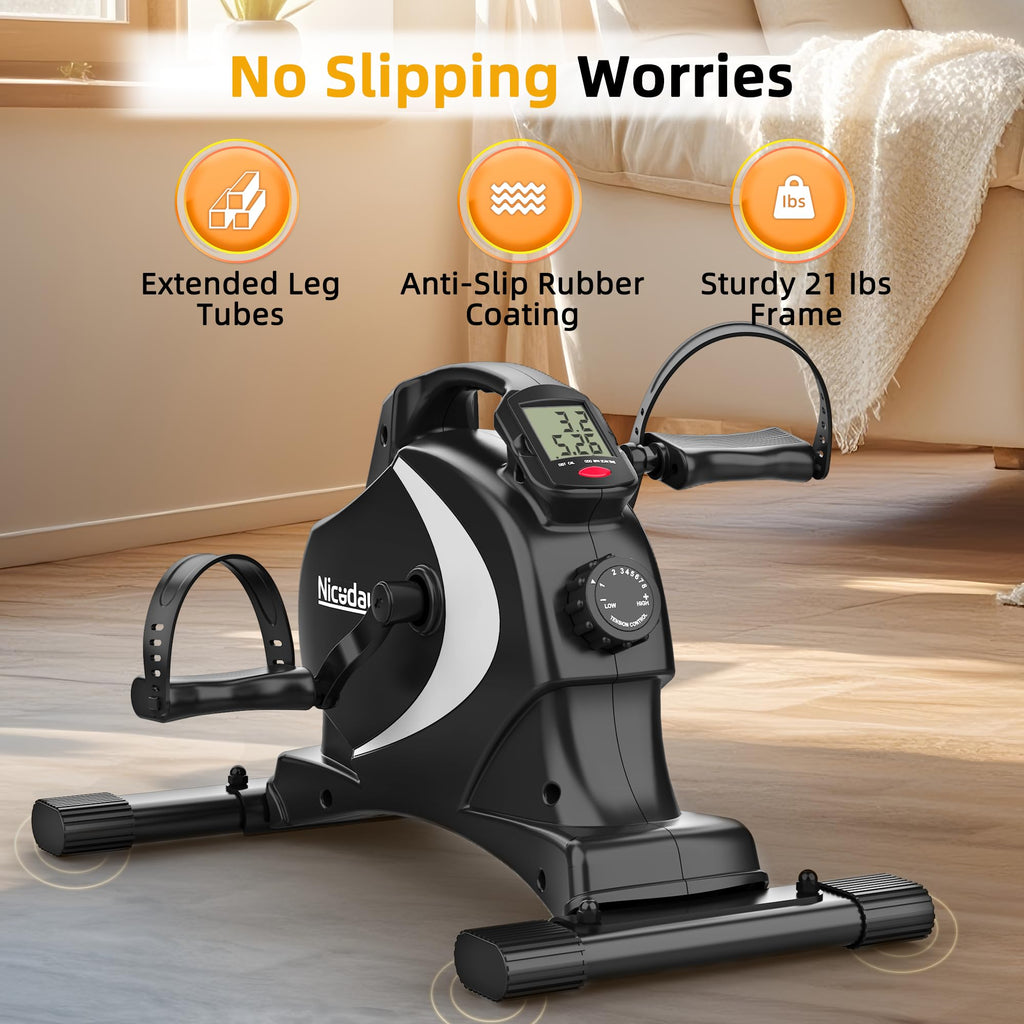Niceday Mini Exercise Bike – 8-Level Magnetic Under Desk Pedal Exerciser