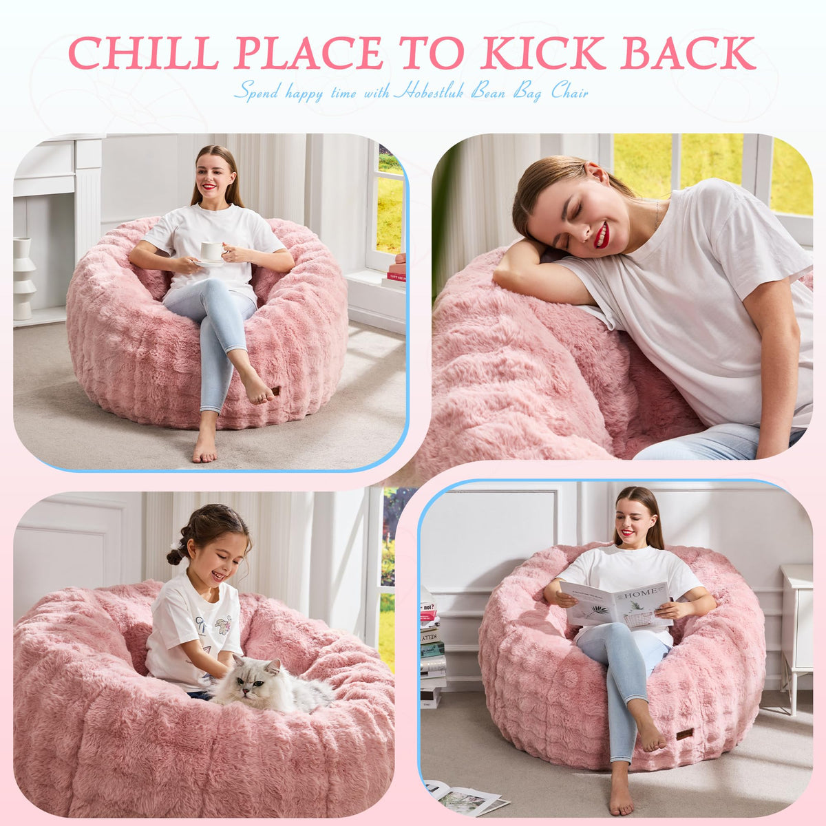 Hobestluk Large Bean Bag Chair for Adults Donut-Shaped Comfy Sofa Couch - image 5