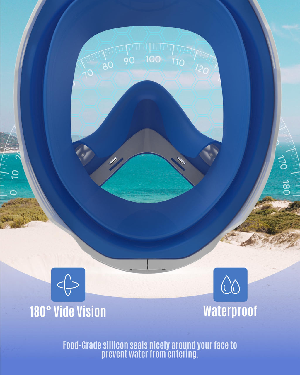 G2RISE Kids Full Face Snorkel Mask – 2 Pack Anti-Fog Panoramic Snorkel Set