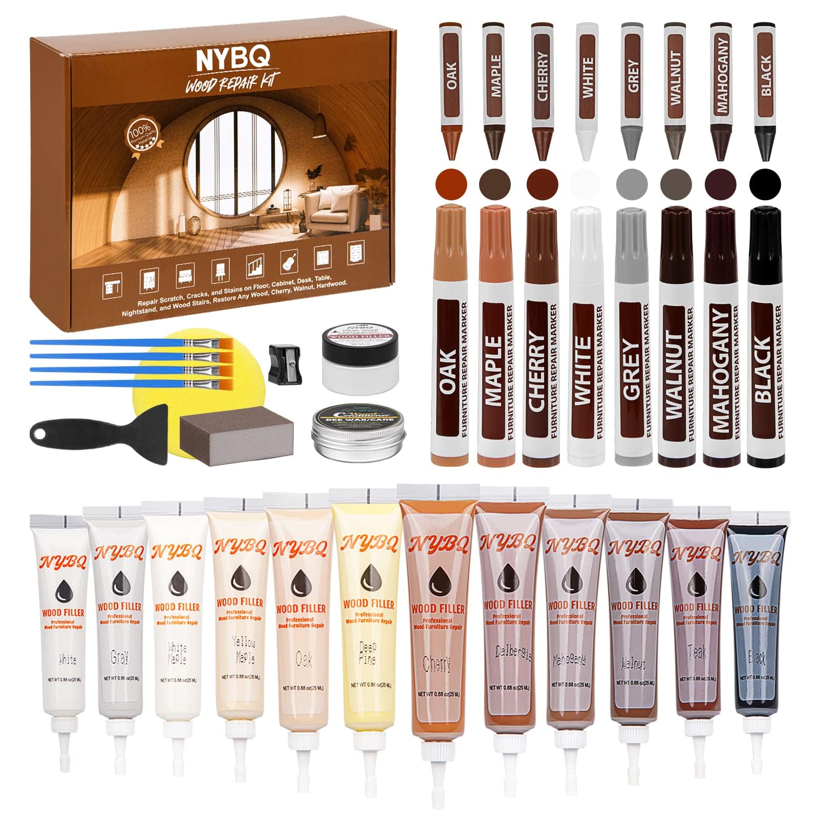 NYBQ 41-Piece Laminate Floor & Furniture Wood Repair Kit for Scratches