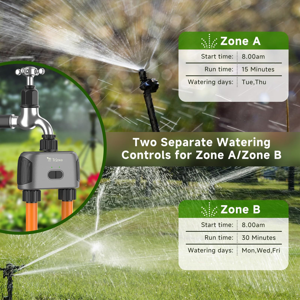 TRJZWA Dual Port WiFi Water Timer – Smart Automatic Irrigation System