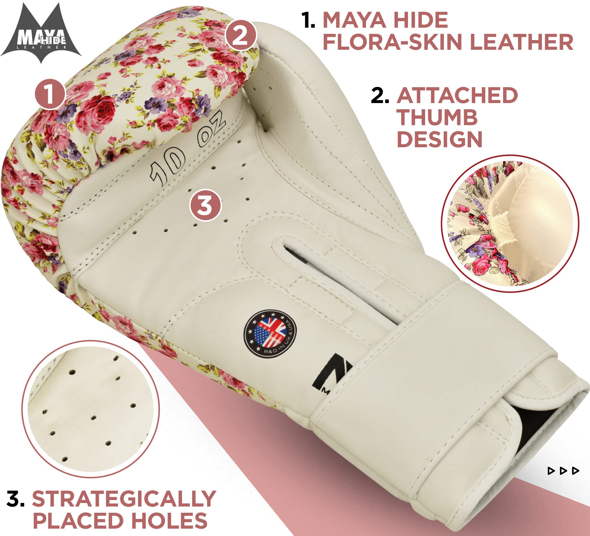 RDX Women Boxing Gloves | Maya Hide Leather Muay Thai Sparring Mitts