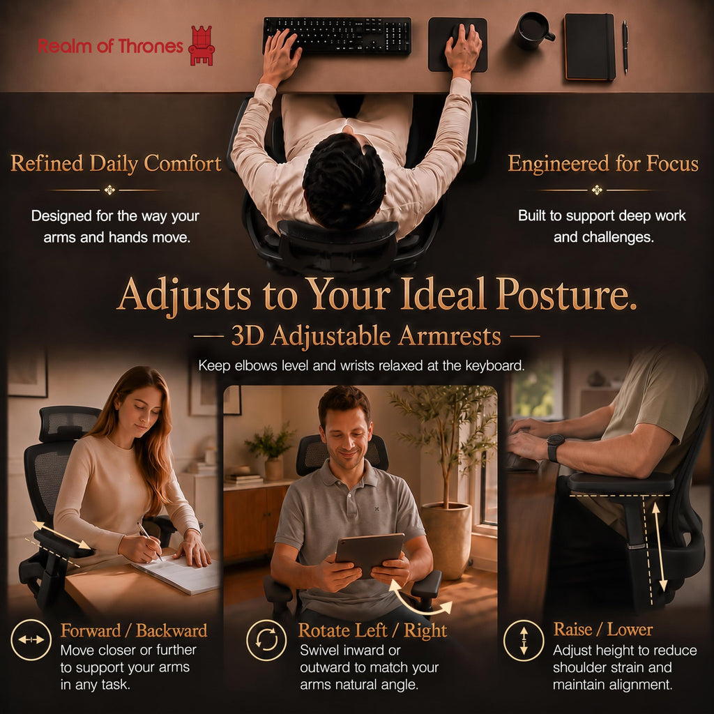 Realm of Thrones Ergonomic Office Chair, 3D Armrests and 2D Lumbar Support - image 3