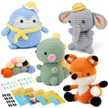 Easusy Animal Crochet Kit for Beginners - 4 Pack Amigurumi DIY Set