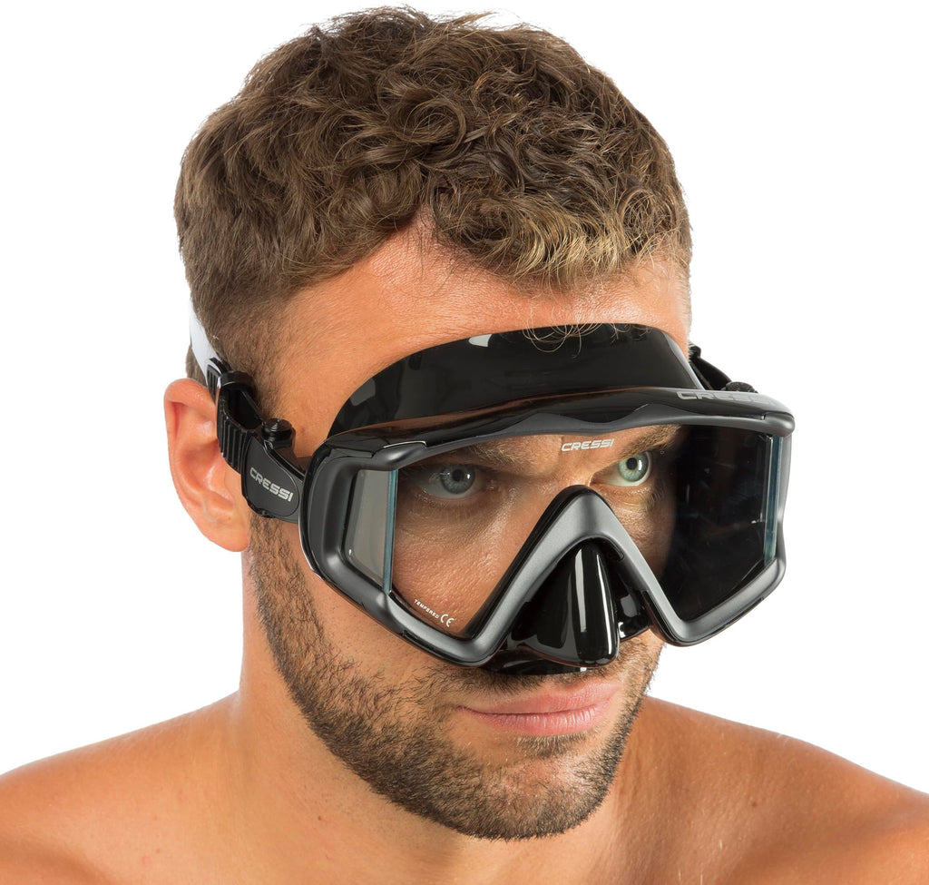 Cressi Liberty Triside Panoramic Scuba Diving Mask – Black/Graphite