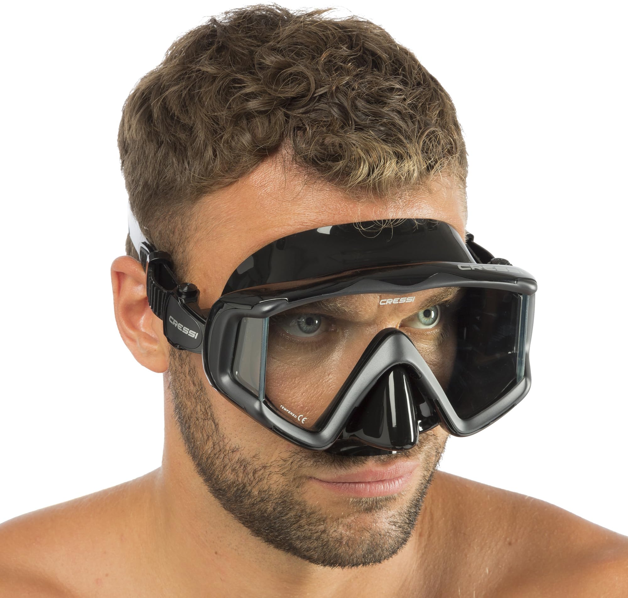 Cressi Liberty Triside Panoramic Scuba Diving Mask – Black/Graphite
