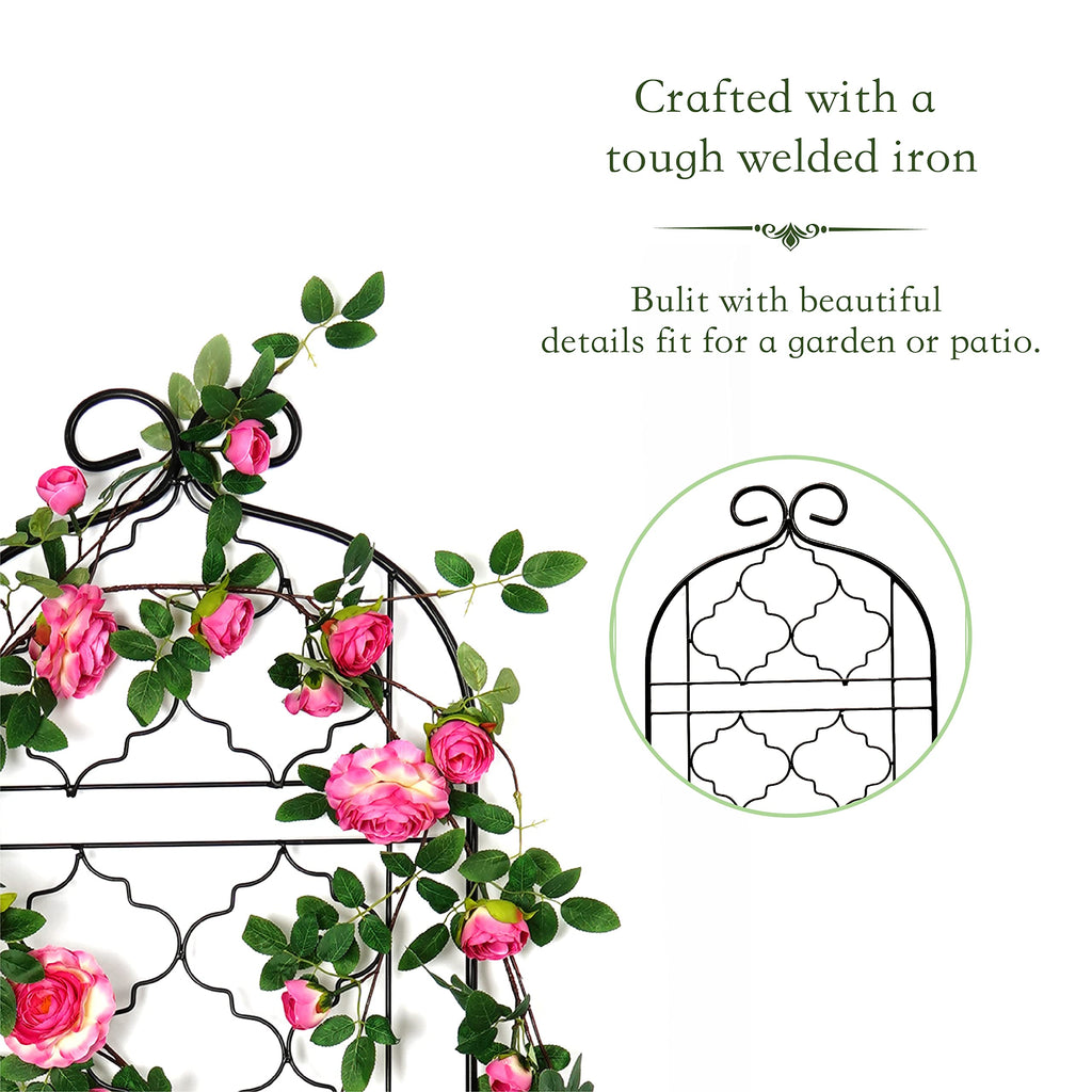 SCENDOR 5FT Metal Garden Trellis – 2 Pack Rustproof Iron Lattice Panels