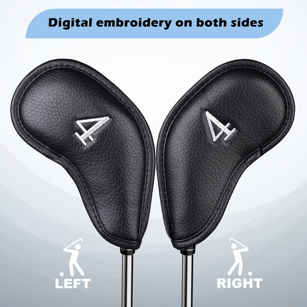 Craftsman Golf Black Leather Iron Headcover Set | 10pc Magnetic Closure