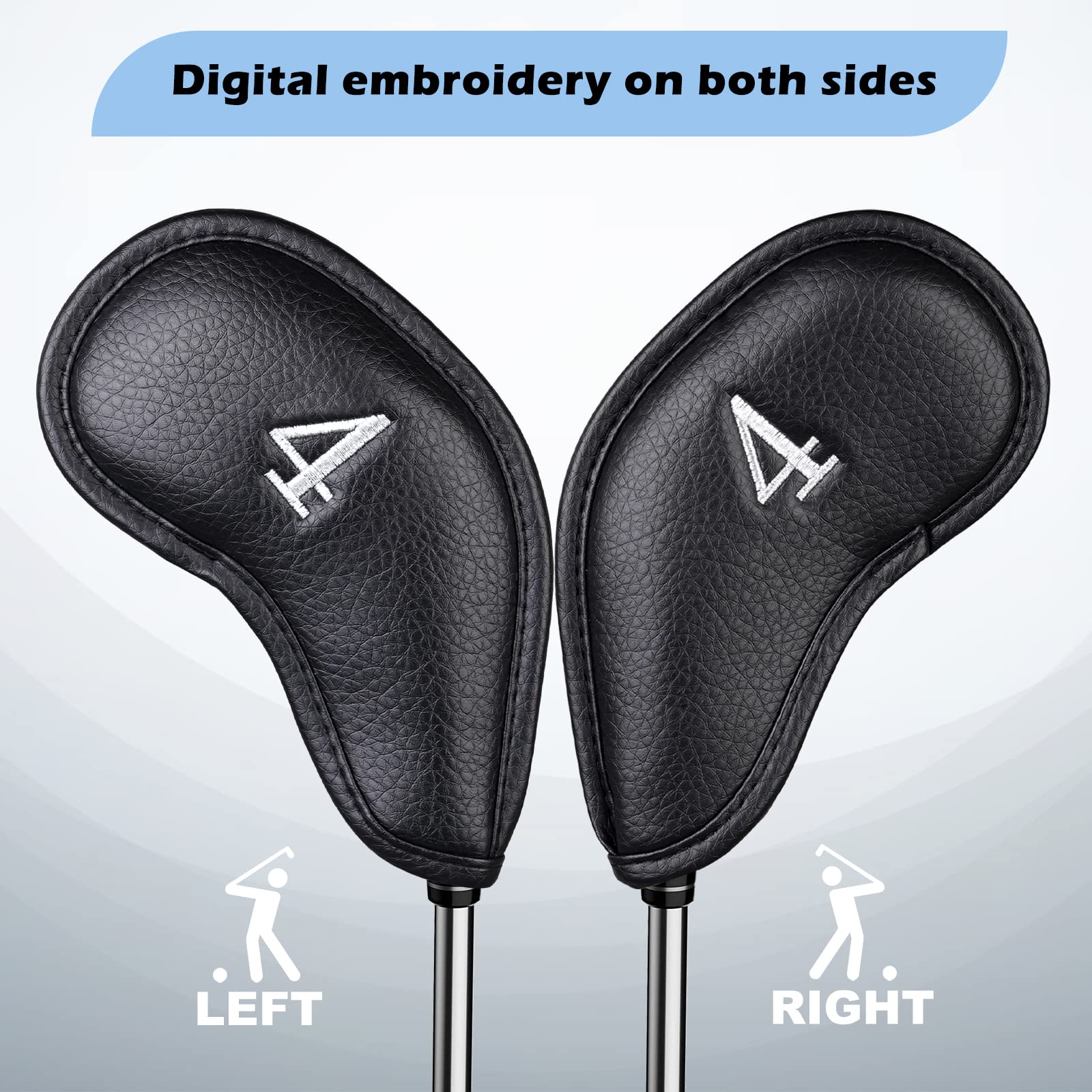 Craftsman Golf Black Leather Iron Headcover Set | 10pc Magnetic Closure