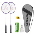 Kawasaki Badminton Racket Set of 2 with Feather Shuttlecocks and Bag