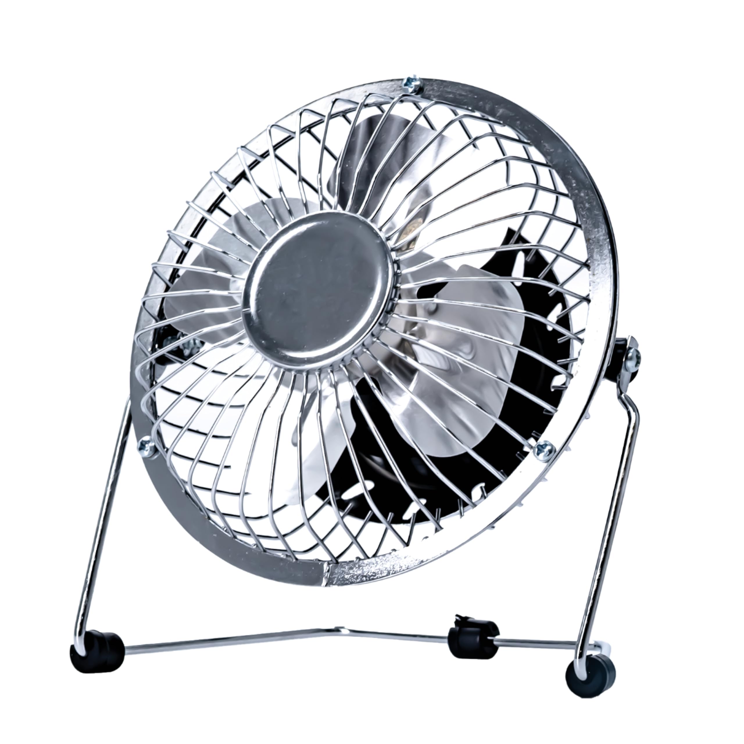 Status 4 Inch USB Desk Fan – Portable Mini Chrome Cooling Fan for Office