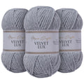 Utopia Crafts Velvet Lux Grey Chenille Chunky Yarn - 3x100g Soft Vegan