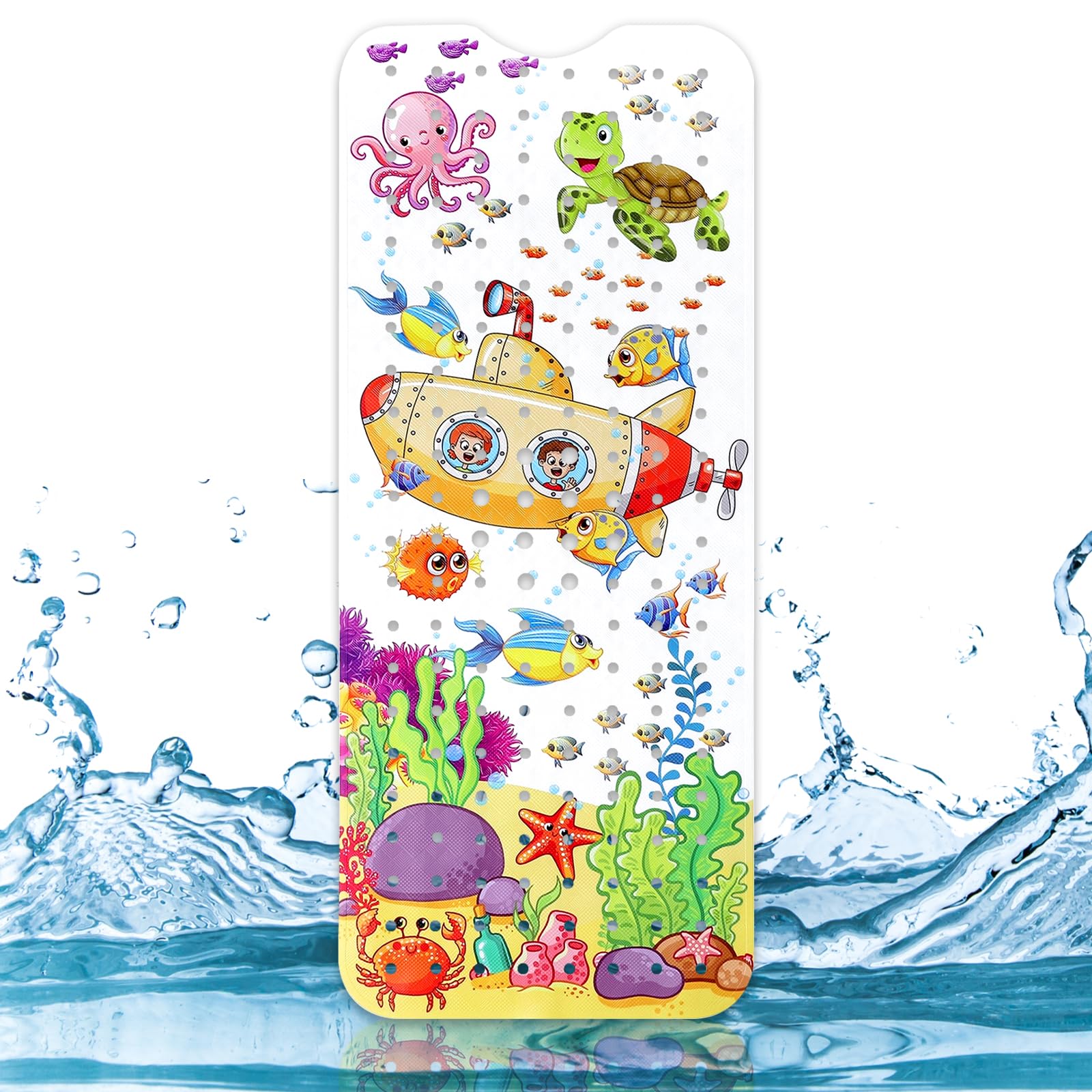 Capslpad Kids Non-Slip Bathtub Mat | Cartoon Submarine Anti-Mould 40x100cm