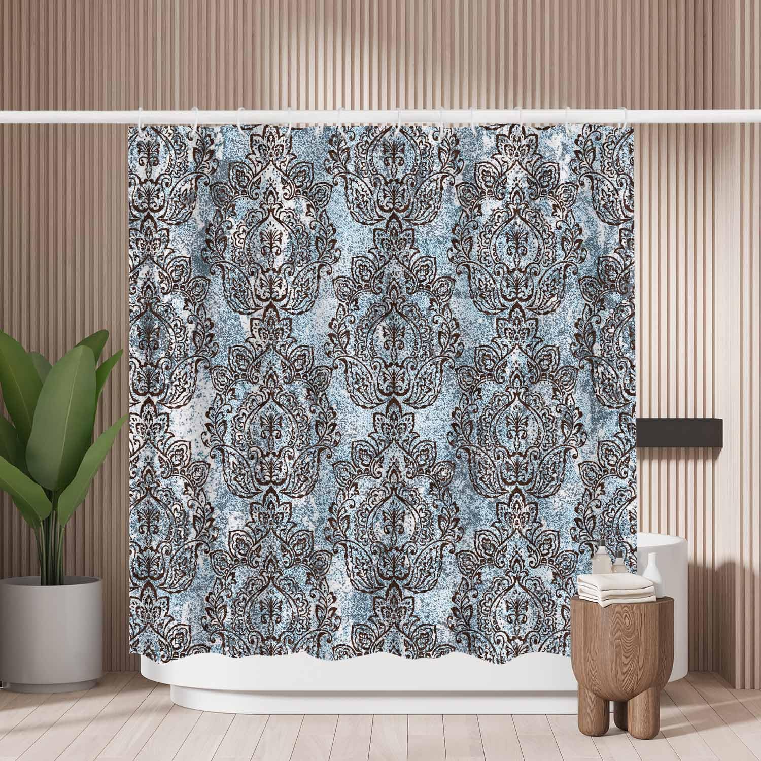 Retro Floral Shower Curtain | Mold Resistant Polyester Fabric